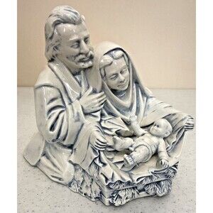 Vtg Ceramic Byron Molds Hand Painted Christmas Nativity Joseph Mary Jesus Statue